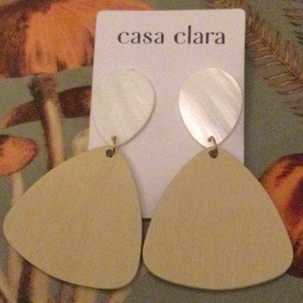 NWT Anthro x Casa Clara Abalone & Wood Earrings